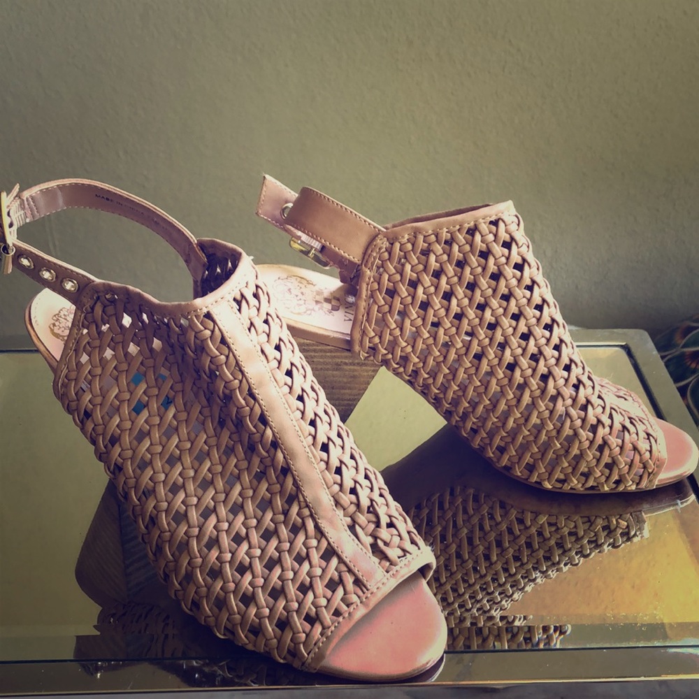 Vince Camuto Nude/taupe "EIANA" Caged Sandal Heels